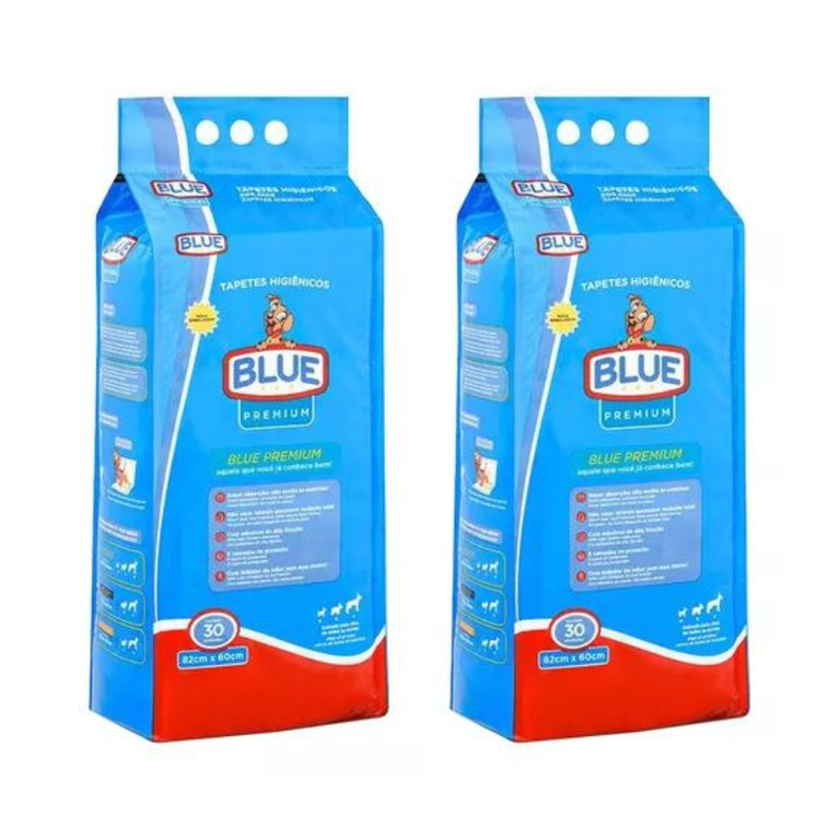 Kit 2 Pacotes do Tapete Higiênico Expet Blue Premium para Cães 82 x 60 cm 30 Unidades