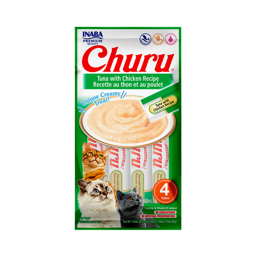 Petisco Purê Churu para Gatos Sabor Atum com Galinha 4 unidades de 56 g