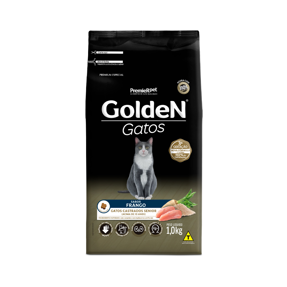 Ração Golden para Gatos Castrados Sênior Sabor Frango