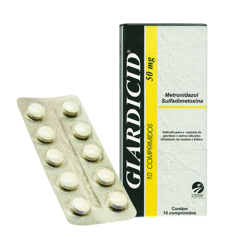 Antibiótico Giardicid Cepav para Cães e Gatos 50 mg 10 Comprimidos