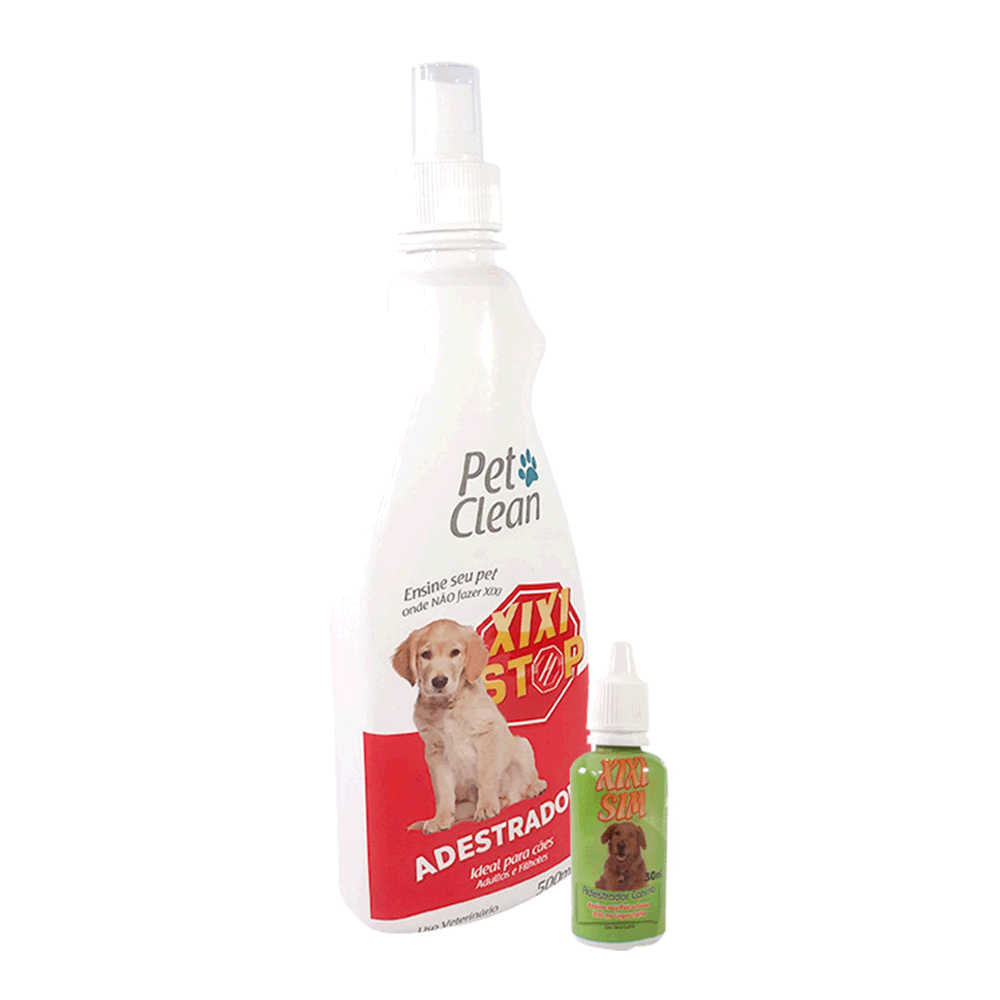 Kit Educador Sanitário Pet Clean para Cães Xixi Stop 500 mL + Xixi Aqui 30 mL