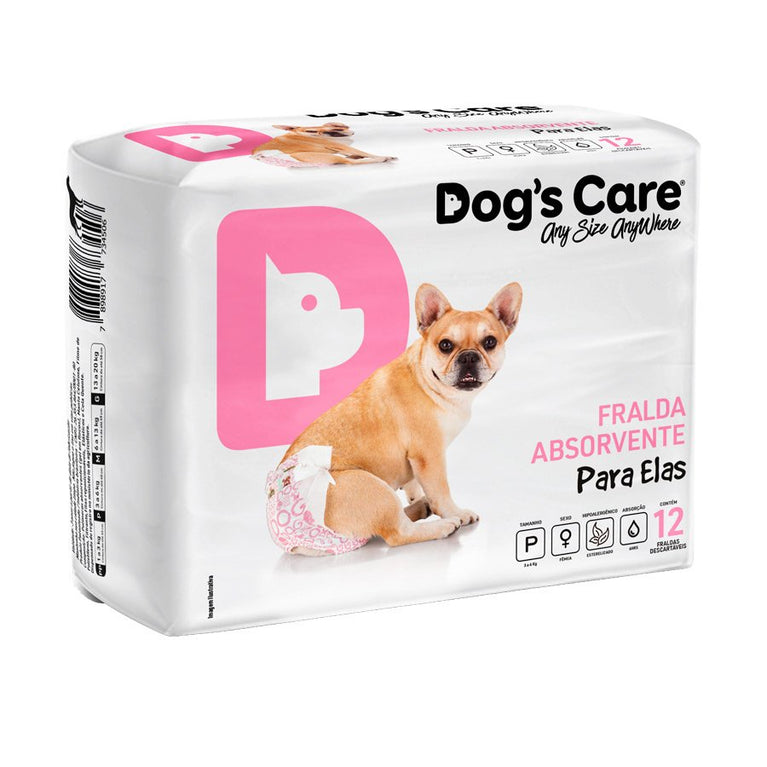 Fralda Descartável Higiênica Dog's & Pee para Cães Fêmea Tamanho P 12 Unidades