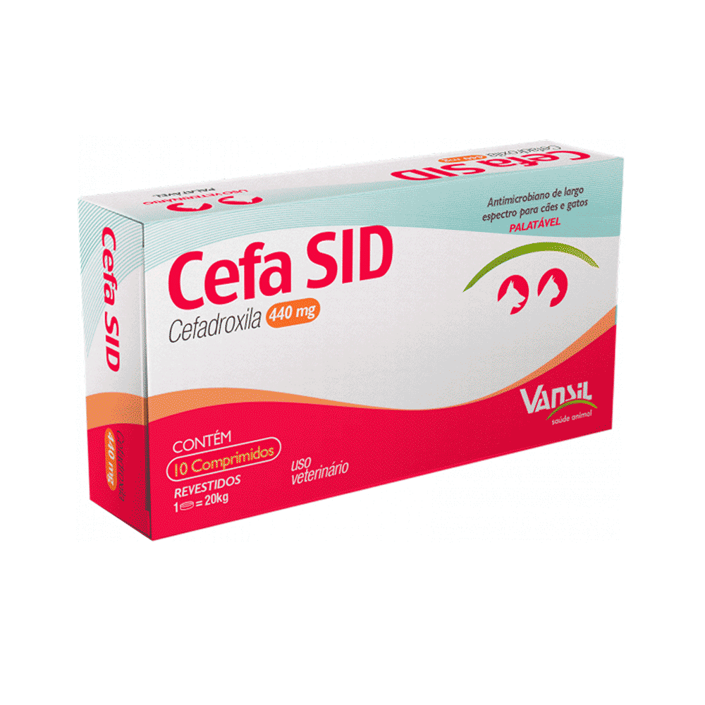 Antimicrobiano Cefa SID Vansil para Cães e Gatos 440 mg 10 Comprimidos