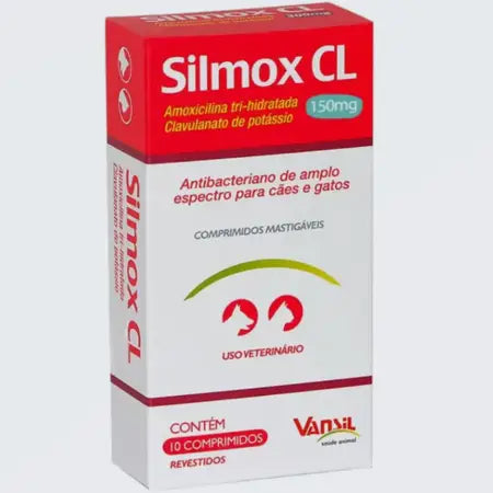 Antibacteriano Silmox CL Vansil para Cães e Gatos 150 mg 10 Comprimidos