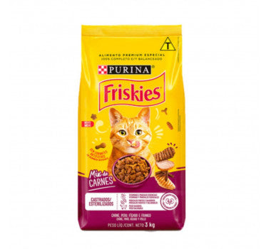 Ração Seca Nestlé Purina Friskies Mix de Carnes para Gatos Castrados 3 Kg
