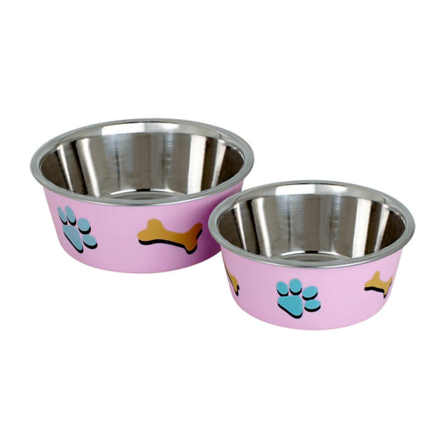 Comedouro Germanhart Inox Cutie Rosa para Cães e Gatos