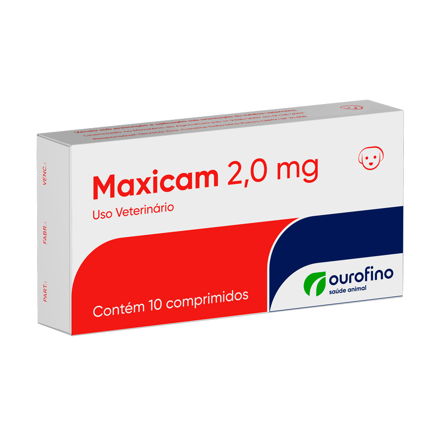 Anti-inflamatório Maxicam Ourofino para Cães 2 mg 10 Comprimidos