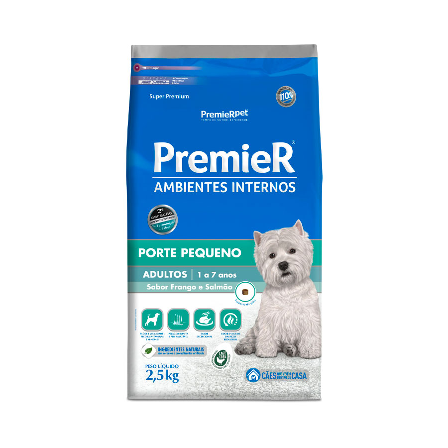 Ração PremieR Ambientes Internos para Cães Adultos Sabor Frango e Salmão