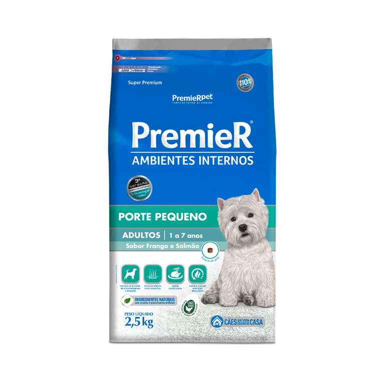 Ração PremieR Ambientes Internos para Cães Adultos Sabor Frango e Salmão