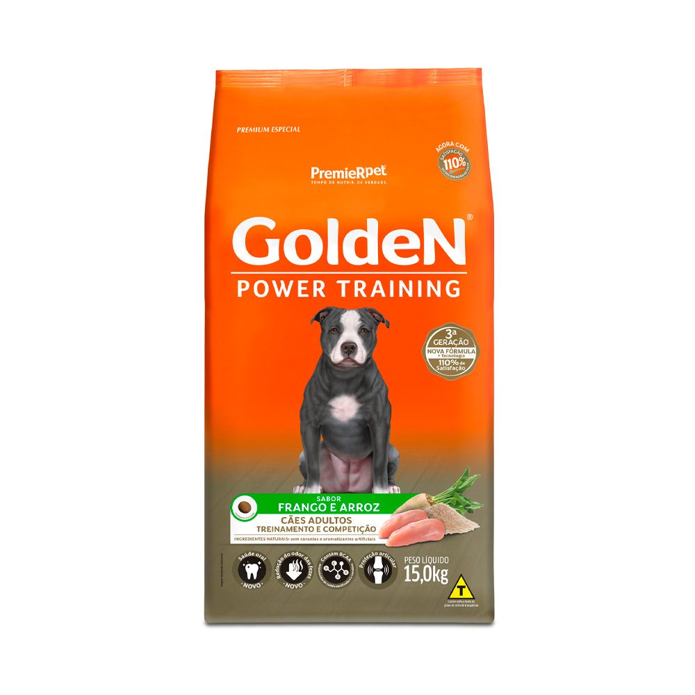 Ração Golden Power Training para Cães Adultos Sabor Frango e Arroz