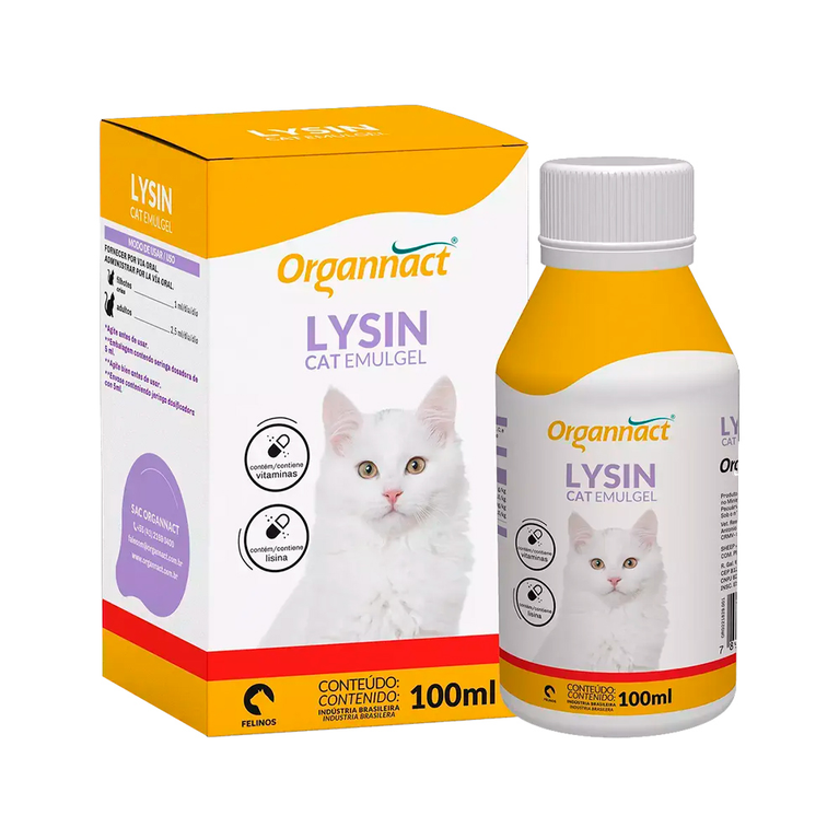 Suplemento Organnact Lysin Cat Emulgel para Gatos 100 mL