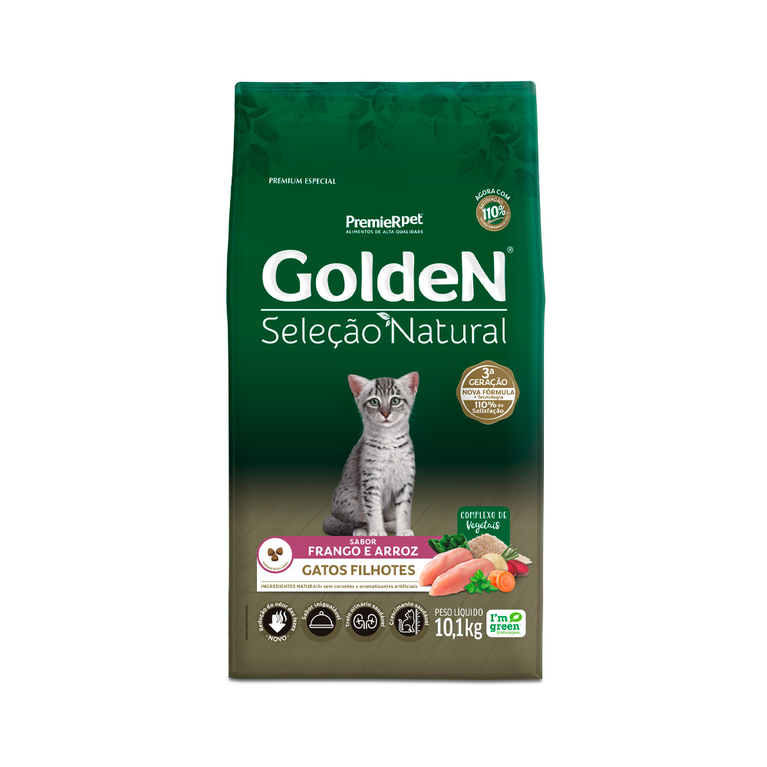 Ração Golden Seleção Natural para Gatos Filhotes Sabor Frango e Arroz