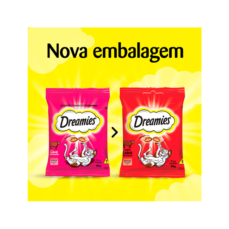 Petisco Dreamies para Gatos Adultos Sabor Carne Tentadora 40 g