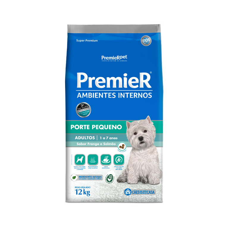 Ração PremieR Ambientes Internos para Cães Adultos Sabor Frango e Salmão