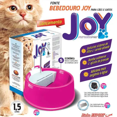 Fonte Furacão Pet Joy Bivolt para Cães e Gatos Rosa