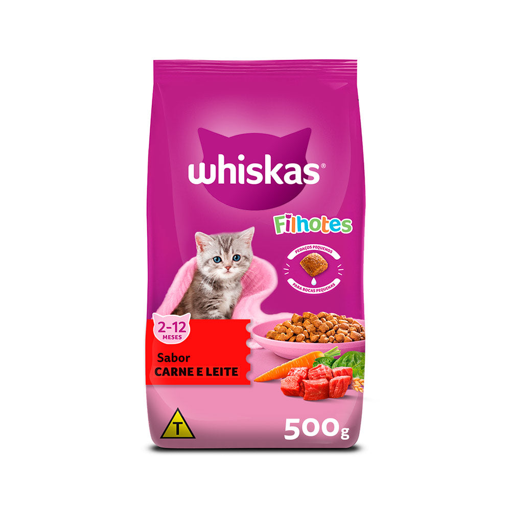 Ração Whiskas para Gatos Filhotes Sabor Carne e Leite 500 G