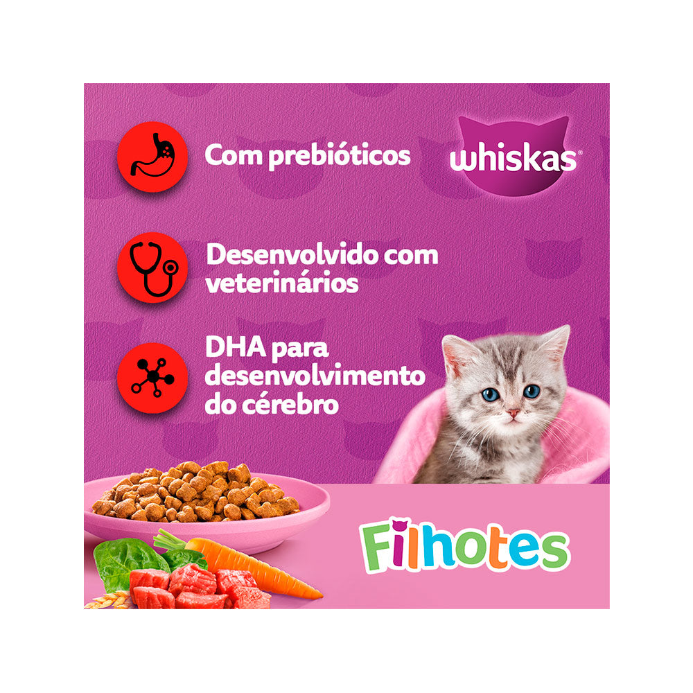 Ração Whiskas para Gatos Filhotes Sabor Carne e Leite 500 G