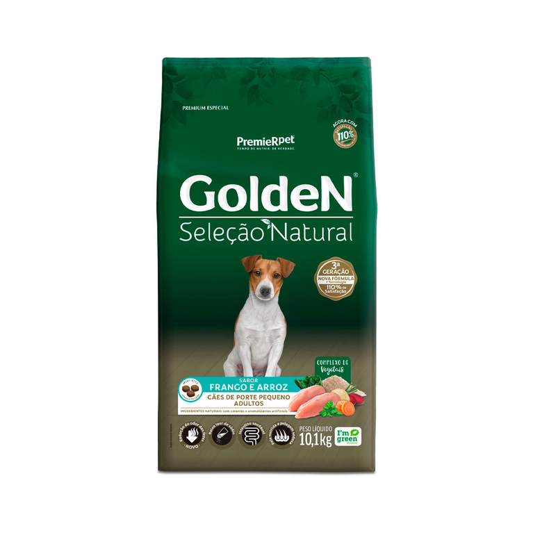 Ração Golden Seleção Natural Mini Bits para Cães Adultos Sabor Frango e Arroz