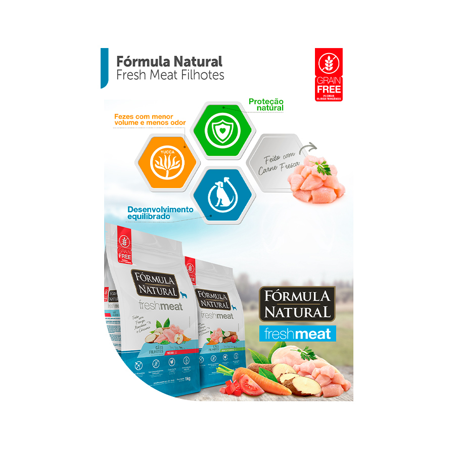 Ração Fórmula Natural Fresh Meat para Cães Raças Mini e Pequenas Filhotes Sabor Frango