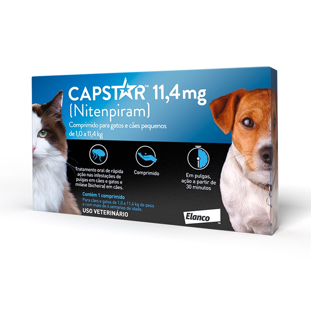 Antipulgas Elanco Capstar 11,4 mg para Cães e Gatos até 11,4 Kg