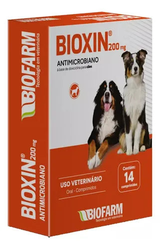 Antimicrobiano BioFarm Bioxin 200mg para Cães e Gatos 14 Comprimidos