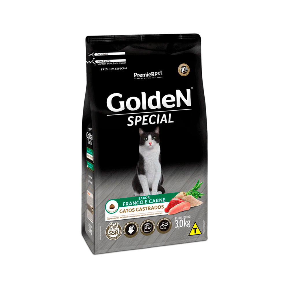 Ração Golden Special para Gatos Castrados Sabor Frango e Carne