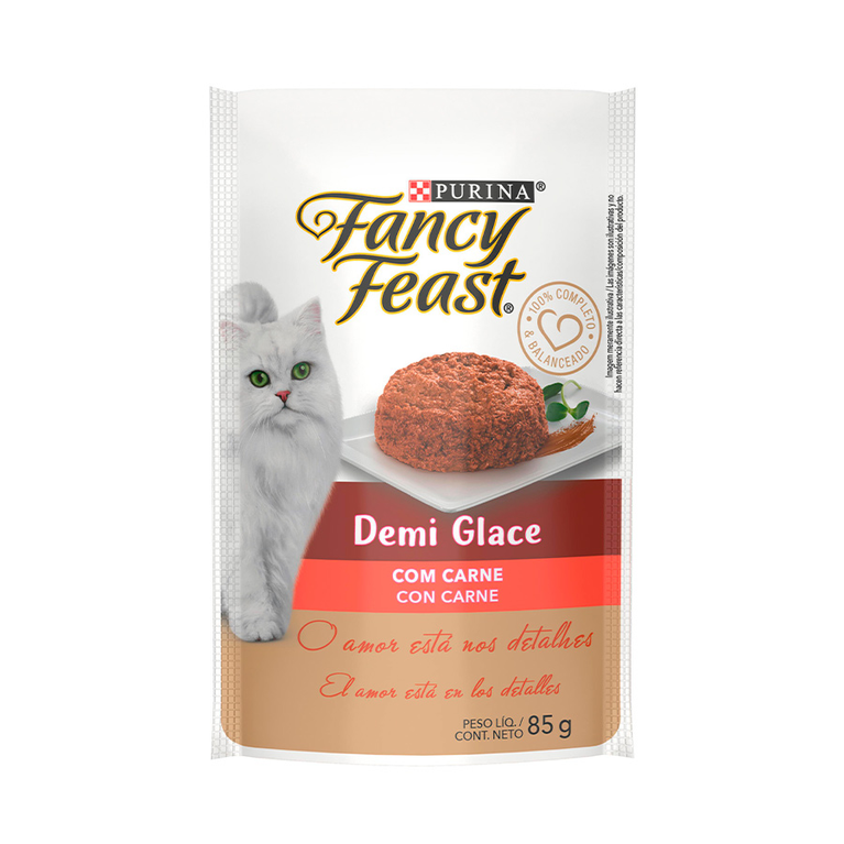 Ração Úmida Purina Fancy Feast Demi Glace para Gatos Sabor Carne 85g