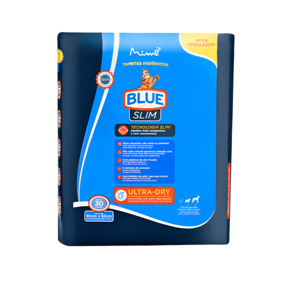 Tapete Higiênico Expet Blue Slim para Cães de Portes Médio e Grande 90 x 60 cm 30 Unidades