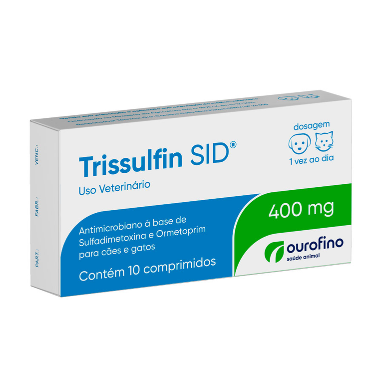 Antibiótico Ourofino Trissulfin SID para Cães e Gatos 10 Comprimidos