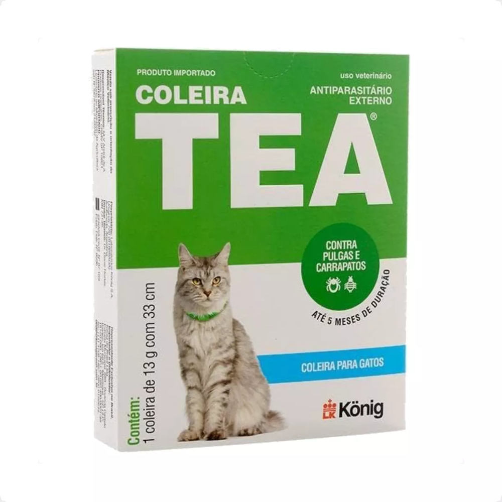 Coleira Antiparasitária Tea König para Gatos