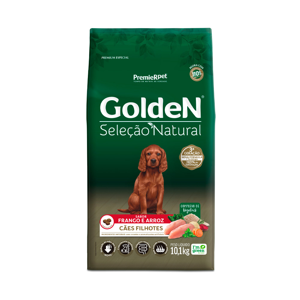 Ração Golden Seleção Natural para Cães Filhotes Sabor Frango