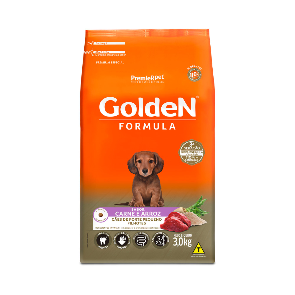 Ração Golden Fórmula Mini Bits para Cães Filhotes Sabor Carne