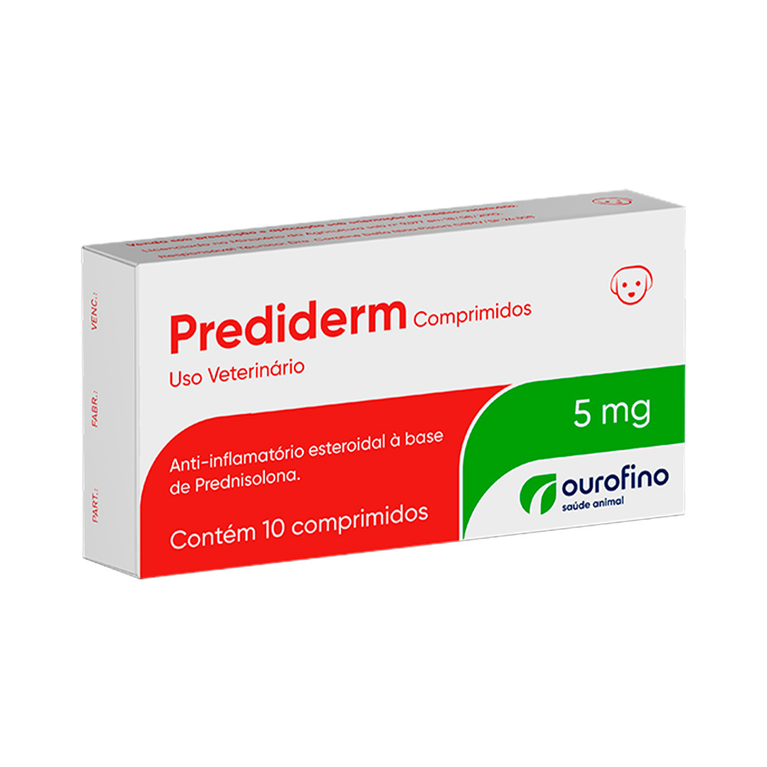 Anti-inflamatório Ourofino Prediderm para Cães 5 mg 10 Comprimidos