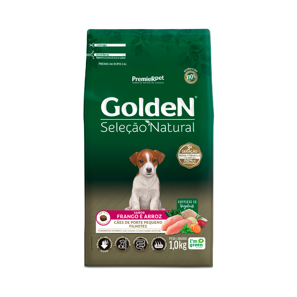 Ração Golden Seleção Natural Mini Bits para Cães Filhotes Sabor Frango e Arroz - Loja Pet Mais