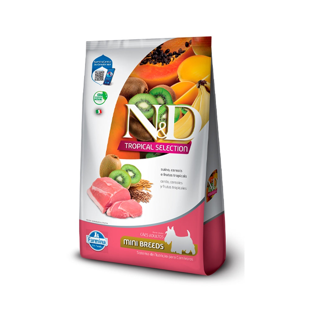 Ração para Cães Farmina N&D Tropical Selection Adultos de Porte Mini Sabor Suíno, Cereais e Frutas Tropicais 2 Kg + 500