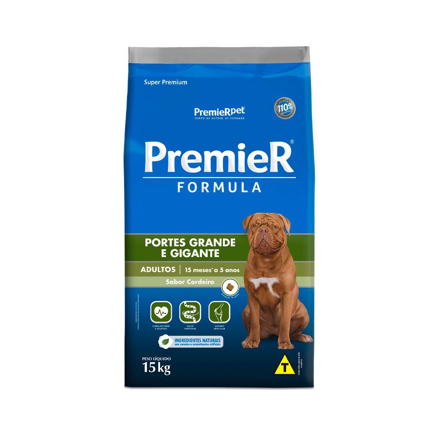 Ração PremieR para Cães Adultos de Raças Grandes e Gigantes Sabor Carne de Cordeiro 15 Kg