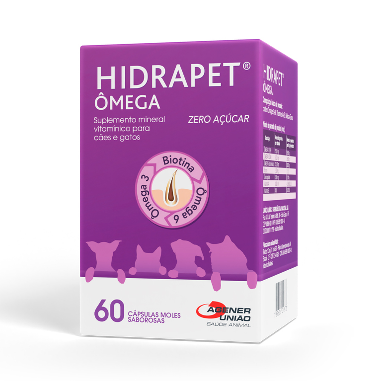 Suplemento Hidrapet Ômega Agener para Cães e Gatos 60 Cápsulas