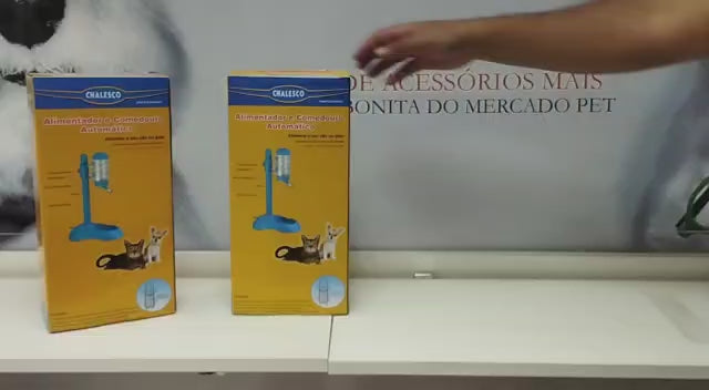 Bebedouro e Comedouro Chalesco com Suporte para Cães Azul