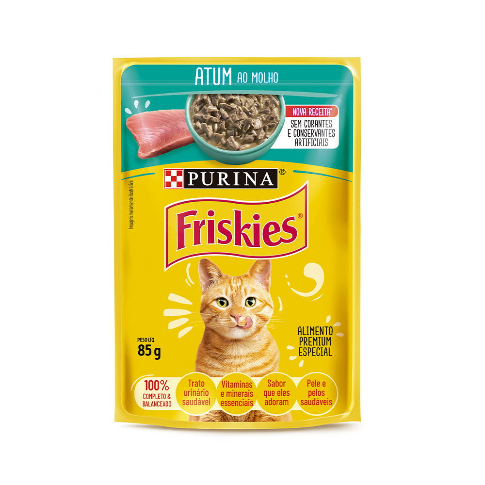 Ração Úmida Nestlé Purina Friskies para Gatos Sabor Atum ao Molho Sachê 85 g