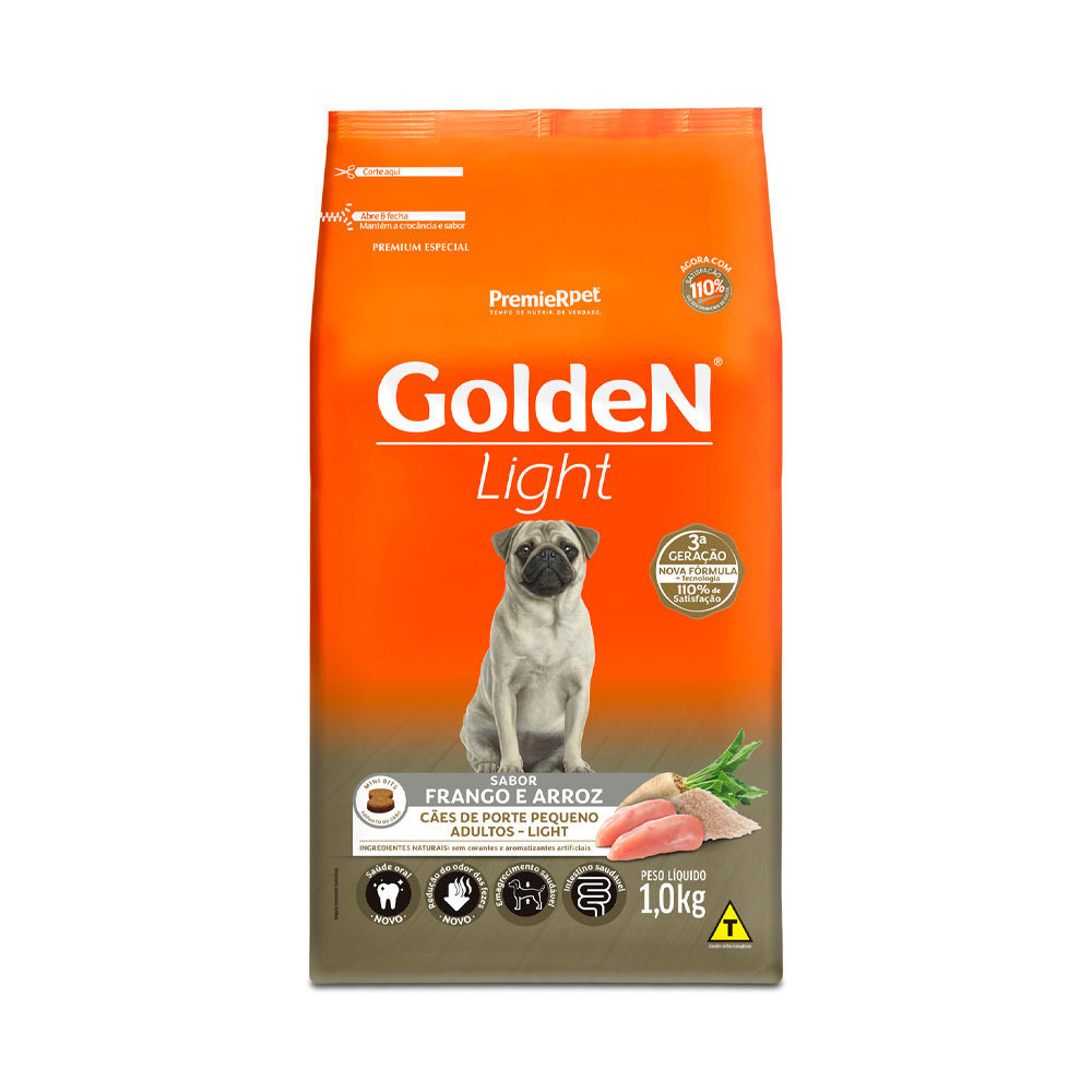 Ração Golden Fórmula Light Mini Bits para Cães Adultos de Porte Pequeno Sabor Frango e Arroz - Loja Pet Mais