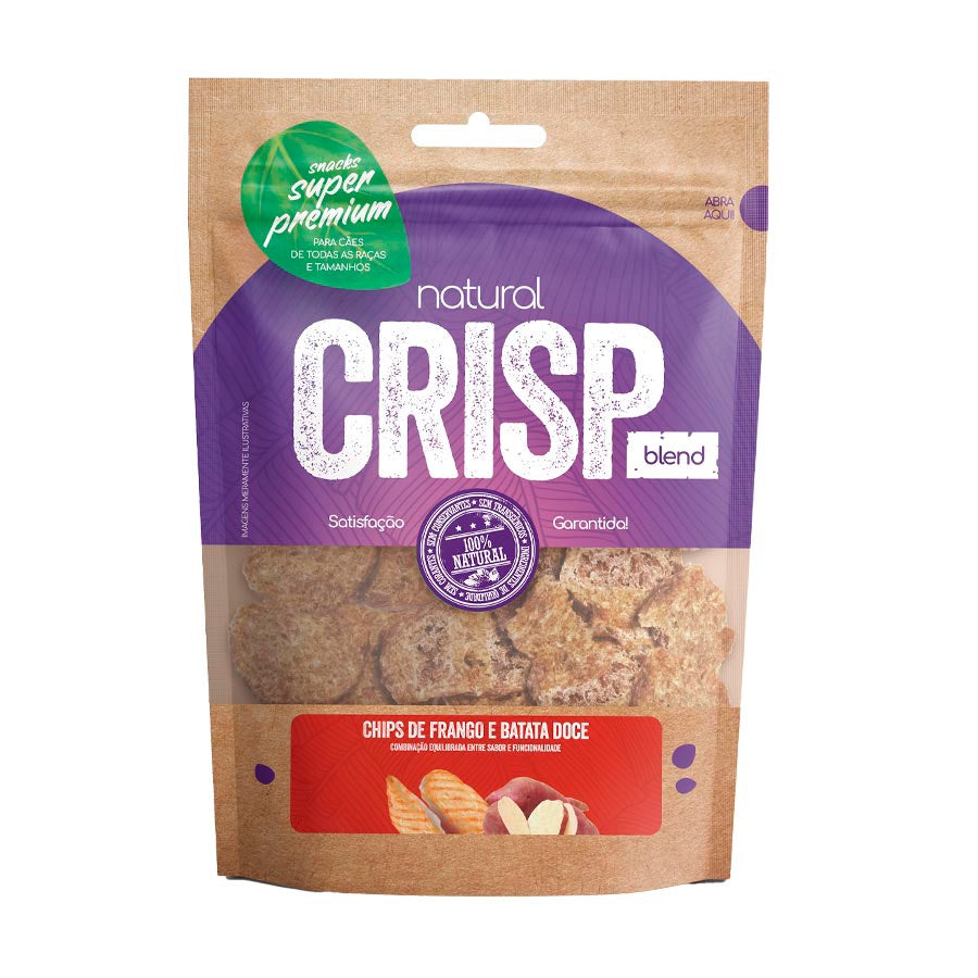 Petisco Snack Natural Crisp Blend Chips de Frango e Batata Doce para Cães 100 g