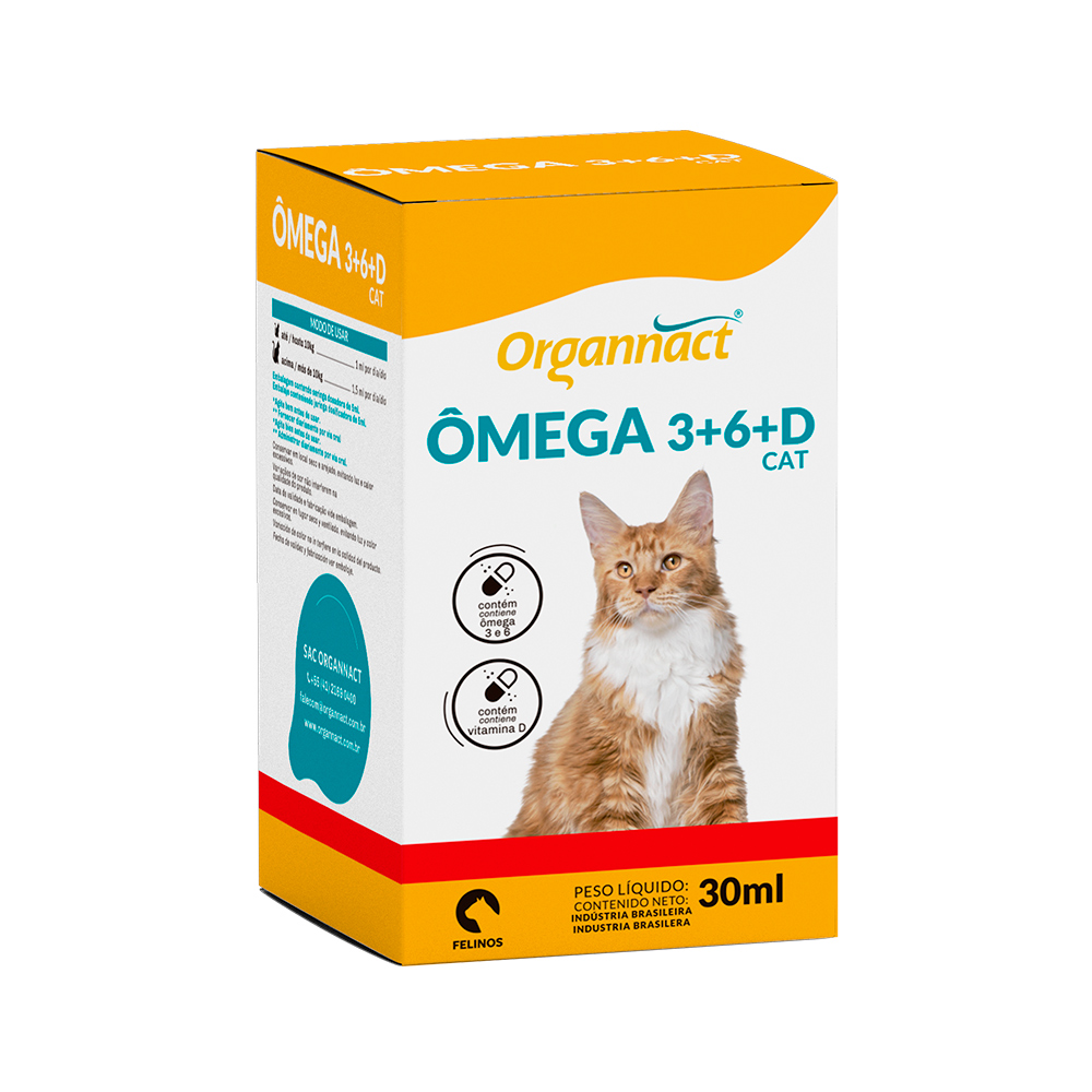 Suplemento Organnact Ômega Cat 3+6+D para Gatos 30 mL