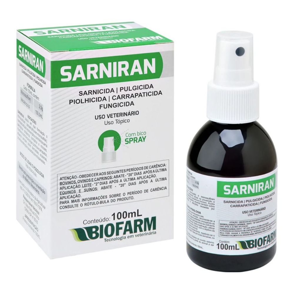 Spray Sarnicida Biofarm Sarniran para Cães e Gatos