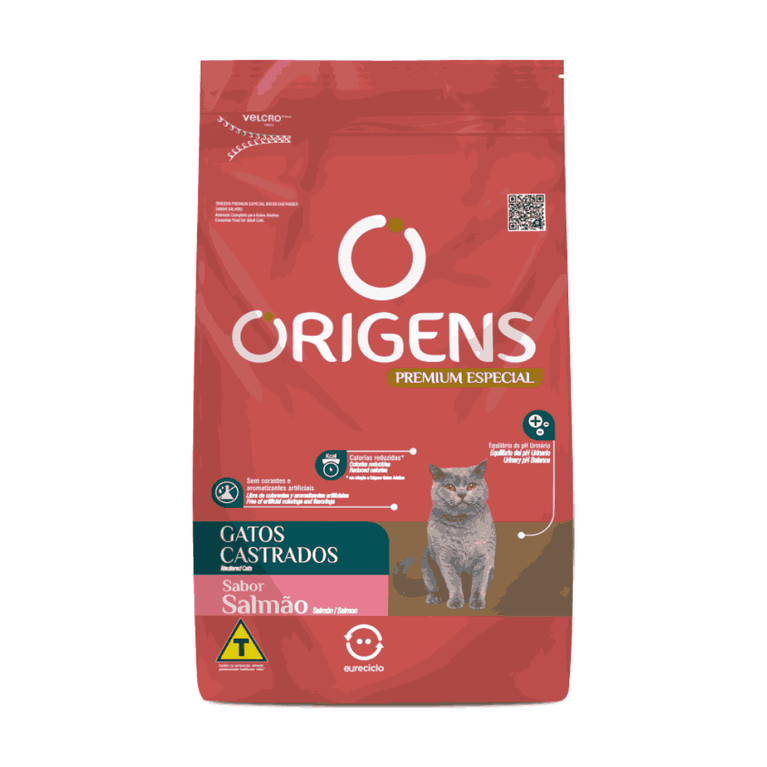 Ração Origens Premium Special para Gatos Castrados Sabor Salmão