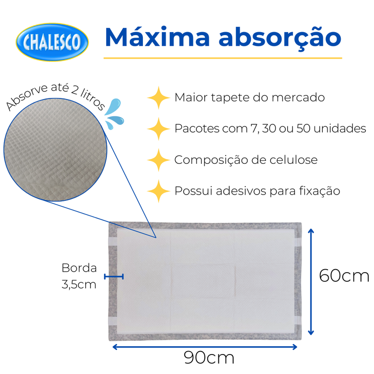 Tapete Higiênico Chalesco Premium para Cães 60x90 cm