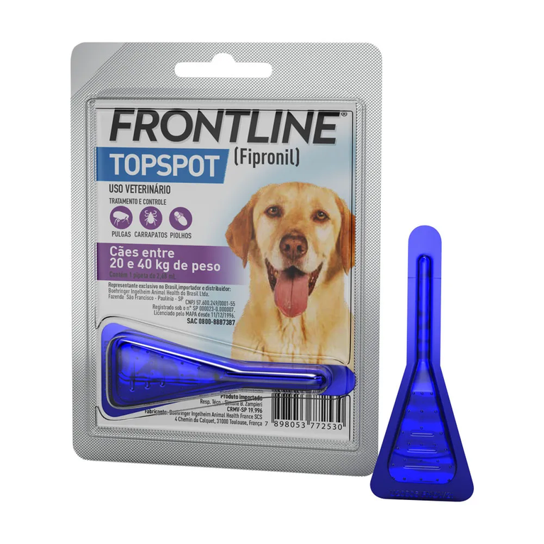 Antipulgas e Carrapatos Frontline Topspot Pipeta 2,68 ml para Cães de 20 a 40 Kg