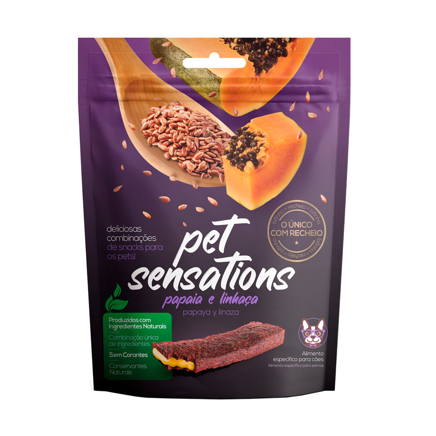 Bifinho Recheado Pet Sensations para Cães Sabor Papaia e Linhaça 65 g