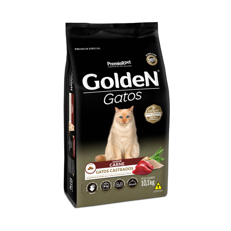 Ração Golden para Gatos Adultos Castrados Sabor Carne