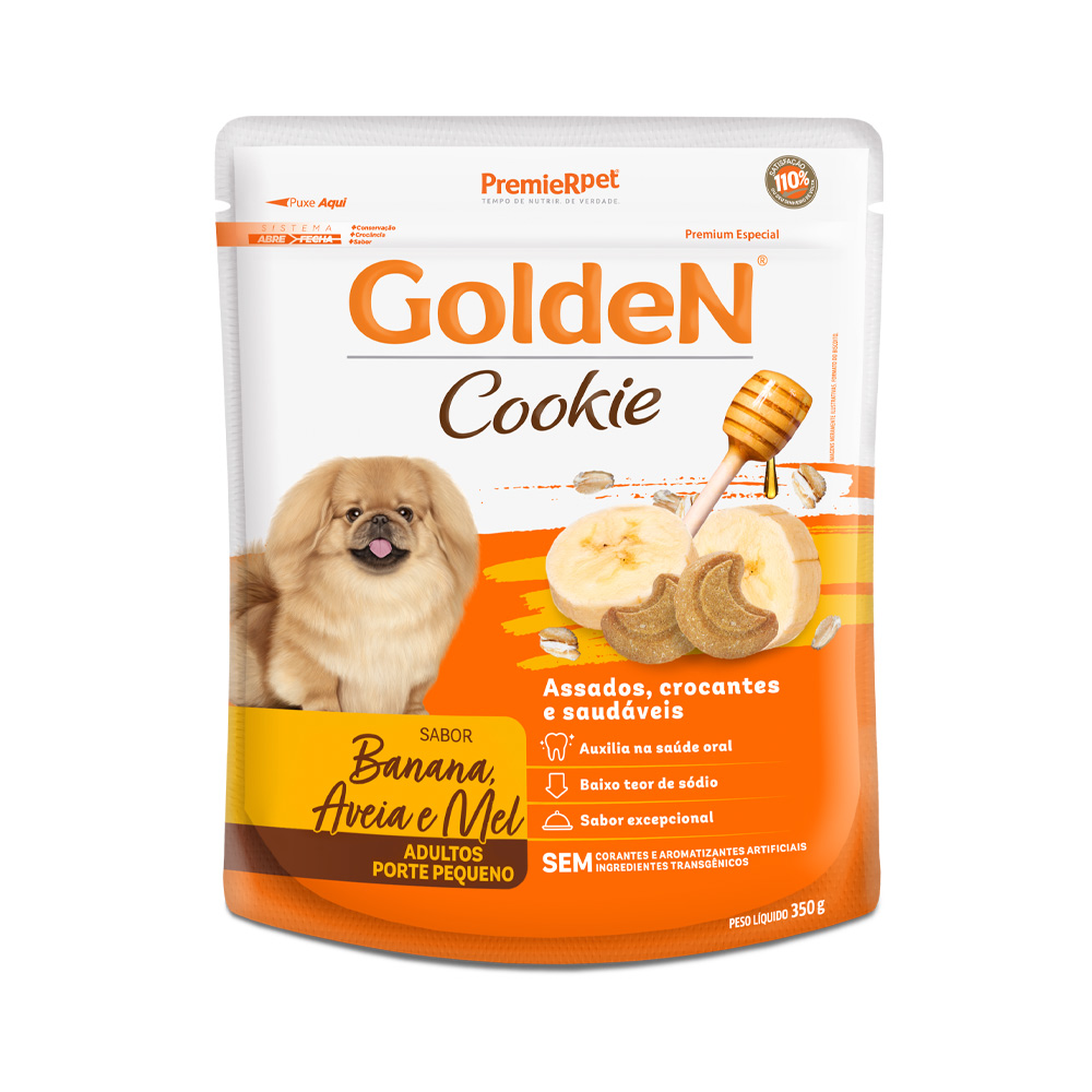 Biscoito Golden Cookie para Cães Adultos Sabor Banana Aveia e Mel 350 g