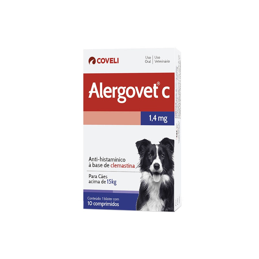 Antialérgico Coveli Alergovet C 1,4 mg para Cães acima de 15 Kg